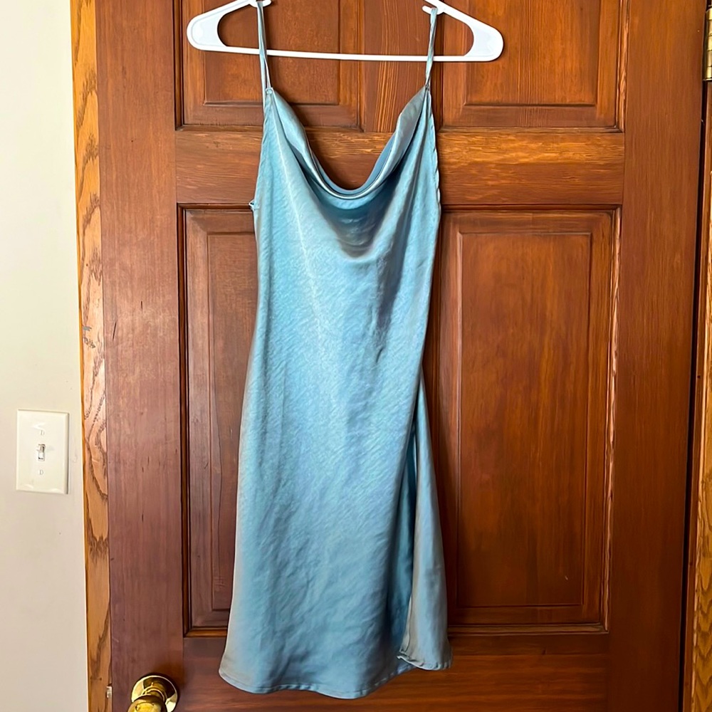 Urban outfitters, light blue dress, tie on back, size small, mid length.